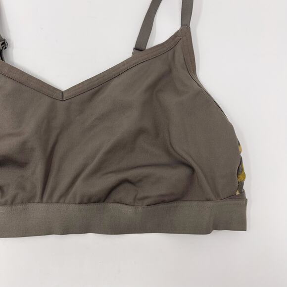 Aerie Offline Large Green Stretch Medium Support Sports Bra Leopard Keyhole Back - Picture 3 of 9